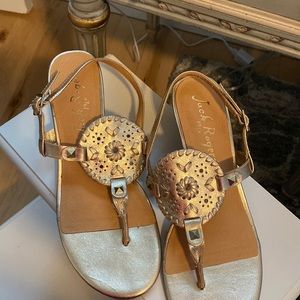 Jack Rogers gold kitten heal sandals.  Perfect condition, worn once. size 6.5